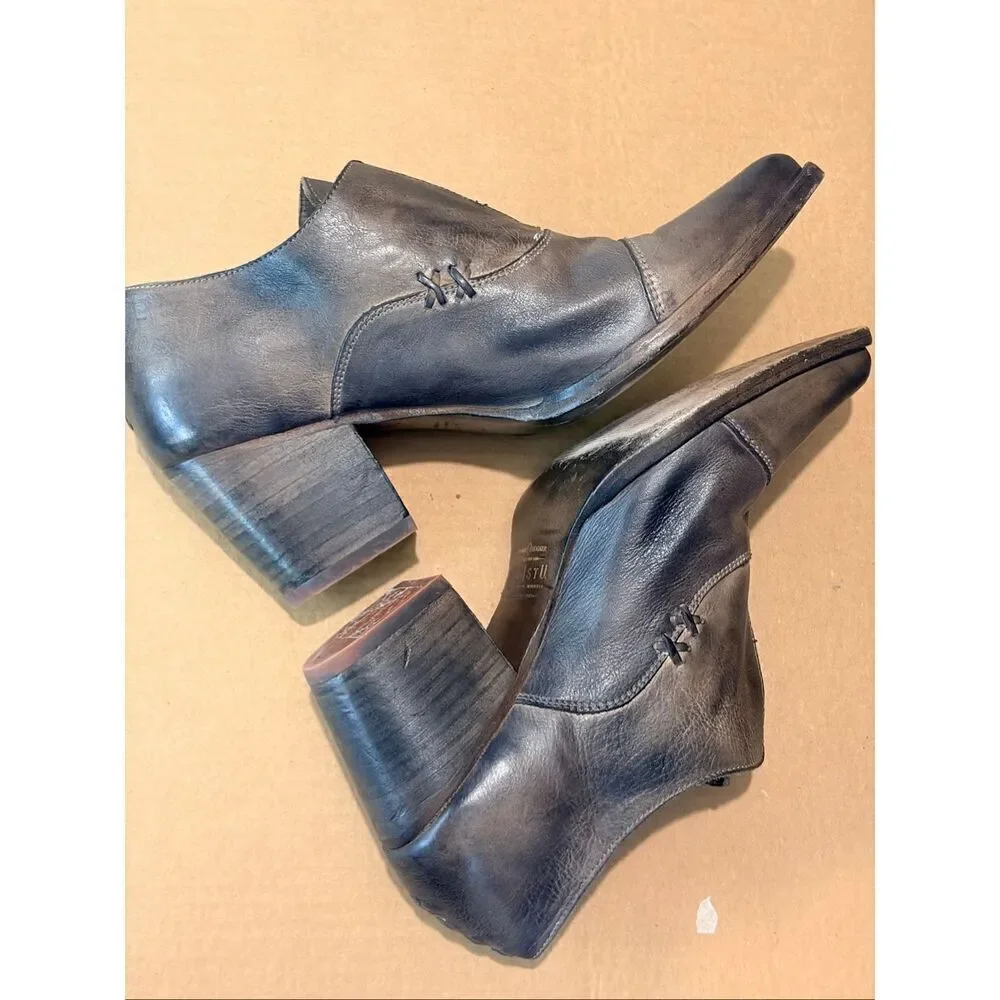 BED | STÜ • Dark Brown Helen Leather 3” Heeled Low Ankle Booties • Ladies Size 1